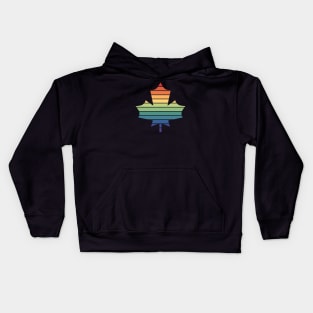 Muted Rainbow Gay Pride Horizon Maple Leaf Kids Hoodie